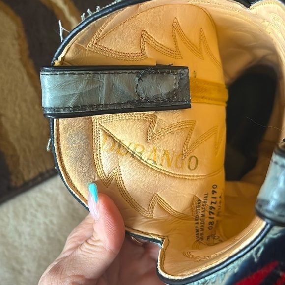 Durango Genuine Leather Distressed Vintage Western Cowboy Boots Green Gray - Picture 13 of 16